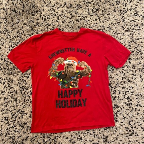Star Wars 'Chewy' Christmas T shirt. Size M Red Festive! - Picture 1 of 5